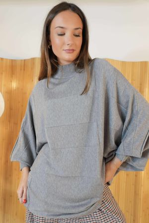 Maggie Batwing Knit Grey Marl